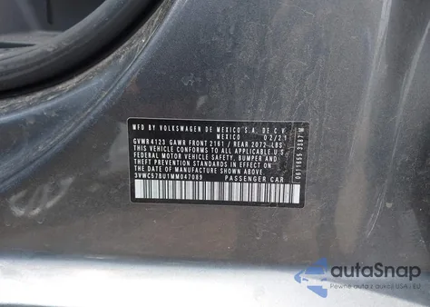 2021 Volkswagen Jetta 1.4T R-Line/1.4T S/1.4T Se from USA, damaged, VIN 3VWC57BU1MM047089